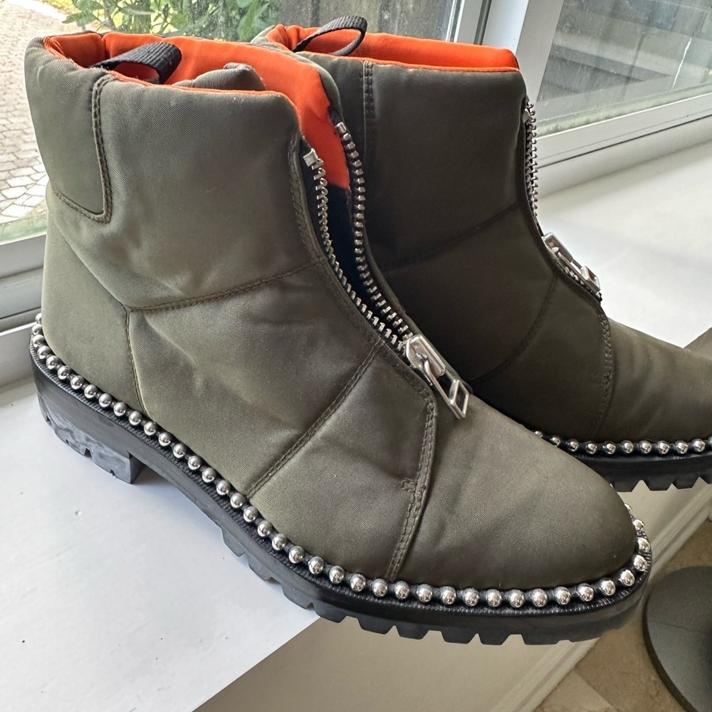 ALEXANDER WANG NYLON COOPER BOOTS W/ GROMMETS-38.5 -ARMY GREEN- GREAT CONDITION - Picture 7 of 8